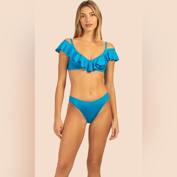 NWT [Trina Turk] Monaco Ruffled Underwire Bikini Top in Adriatic Blue Women’s 12 - Picture 3 of 11